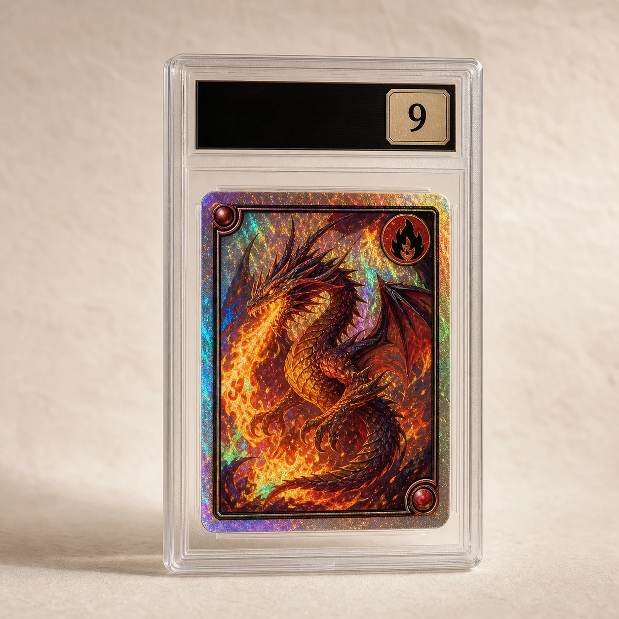 Illustrative image for 1999 Holographic Fire Dragon — Grade 9